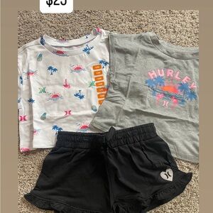 Hurley Graphic Tees and Black Shorts Set
